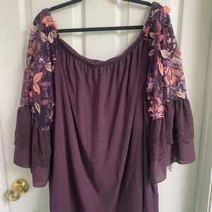 Elegant Purple Floral Women's Top